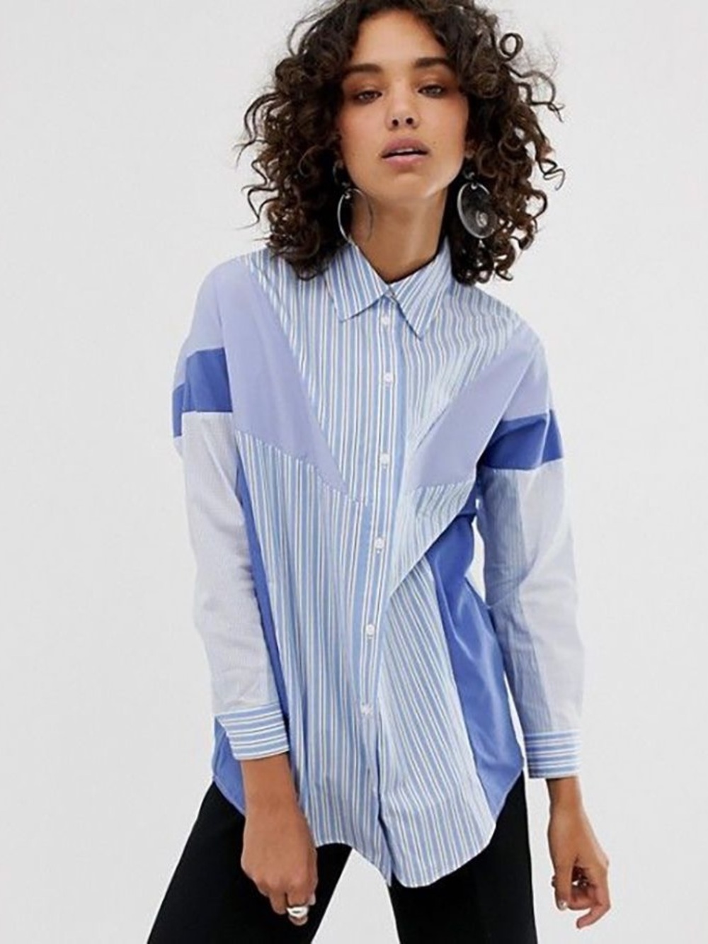 ASOS patchwork button down shirt